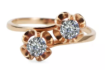 Vintažinis stilius Žiedas Žirkoniai Originalus 14k rožinio aukso vintage vrc266r